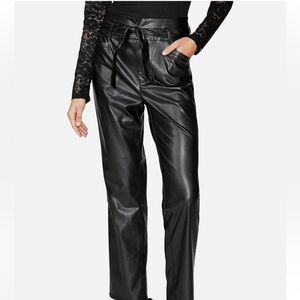 NWT PAIGE KINA HIGH RISE BELTED FAUX LEATHER PANTS SIZE 30